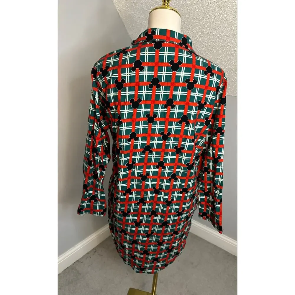 EUC Hanna Andersson Disney Mickey Mouse Holiday Flannel  Nightshirt Dress Sz S